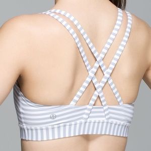 Lululemon Energy Bra Grey/White Stripe Sz 6